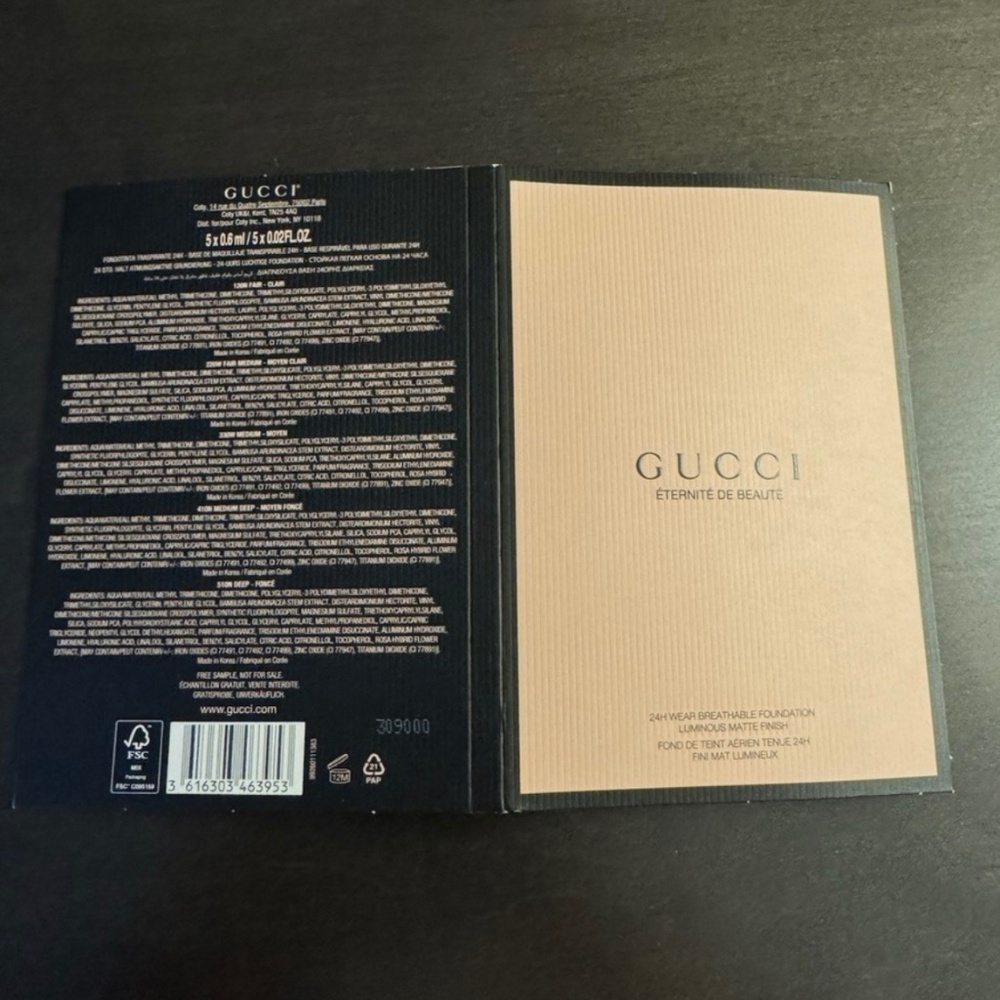 New! Gucci 24 Wear Breathable Foundation Luminous Matte Finish 5 X 2